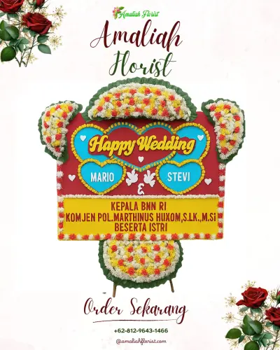 Karangan Papan Bunga Pernikahan di Cikondang